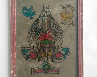 Floral Indian Handmade Artwork Old antique rare collectible piece