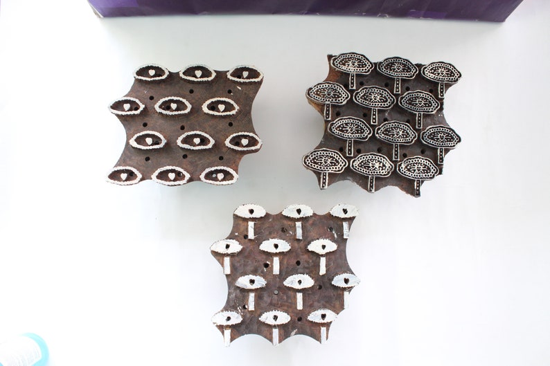Wooden Printing Block Three Color Triple color print block stamp design
