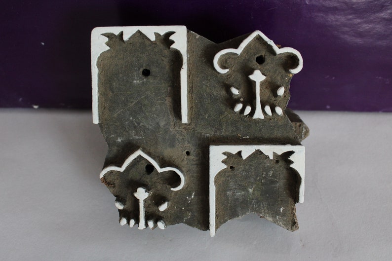 Wooden Printing block stamp textile design hand curved indian print