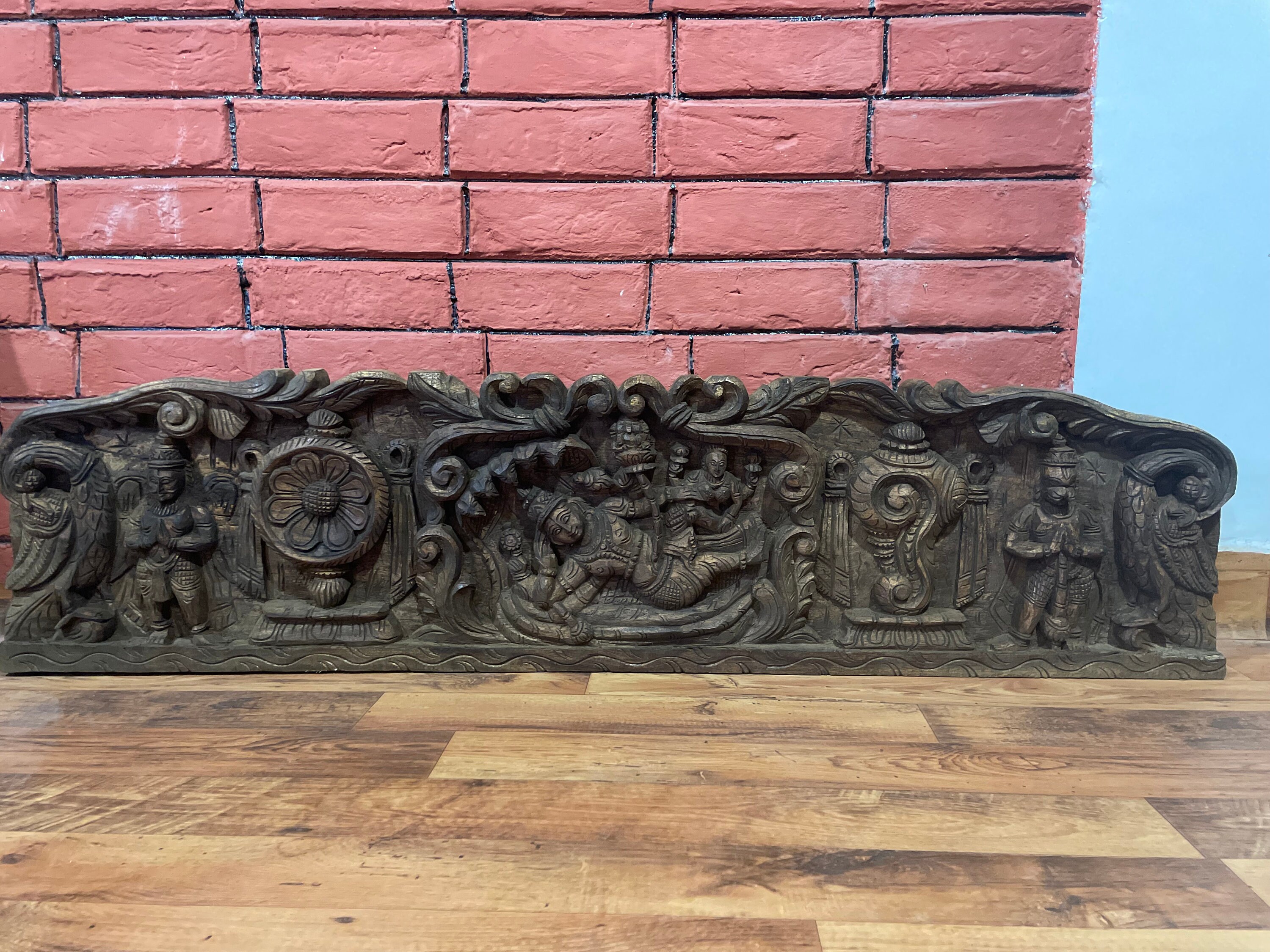 Carved Teak Panel Of Ganesh - 18thC Carved Teak Panel Of Ganesh - 18thC