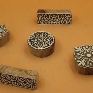 Indian Designs kavel 5 st houten drukstempels Decoratieve druk maken diy