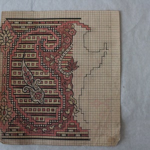 Motifs vintage peints à la main sur papier - Design textile artistique