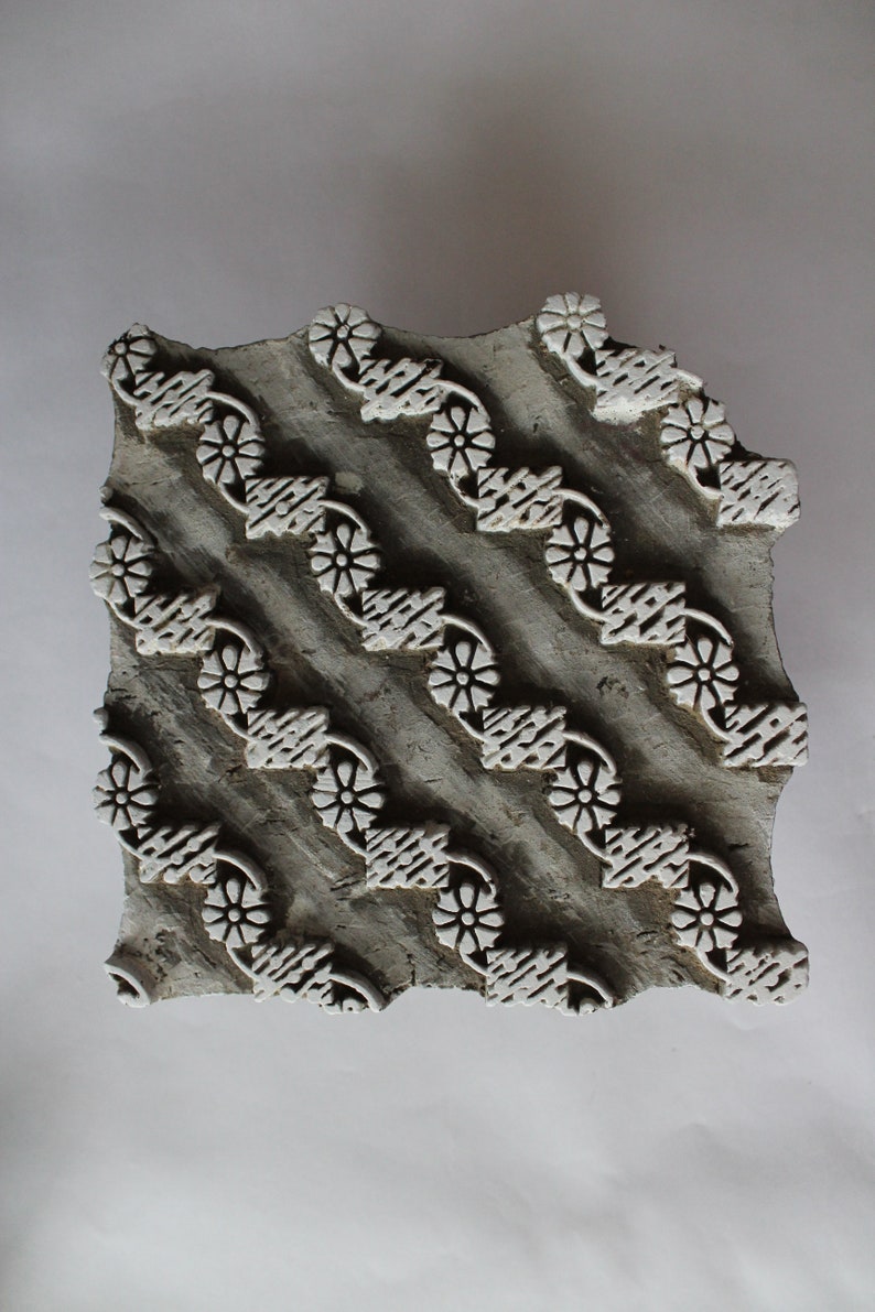 Wooden Printing Block Stamp Hand Curved Fabric Print Design