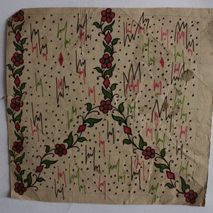Textiel vintage bloemdessin handgemaakte zeldzame collectible stuk kunst oud stuk