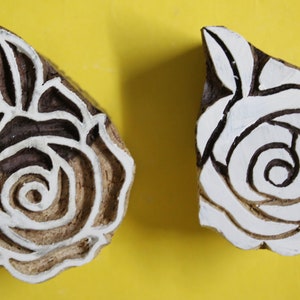 Doppelte Farbe Rose Blume Dekorative Holzstempel Textildruck designs