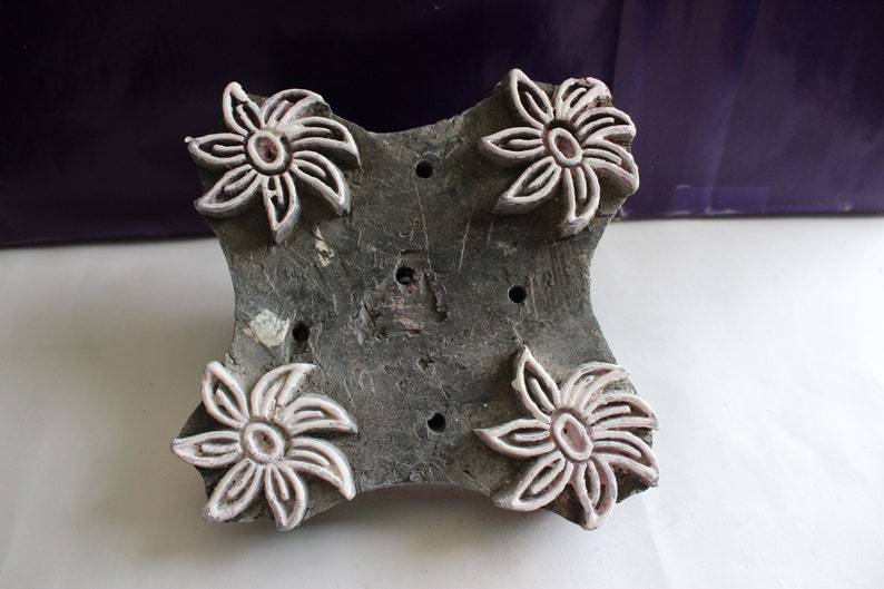 Wooden Printing Block Stamp Textile Design Floral Vintage design