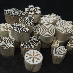 Holzdruck Set von 22 Textil verschiedene Designs Blockdruck Kinder Design