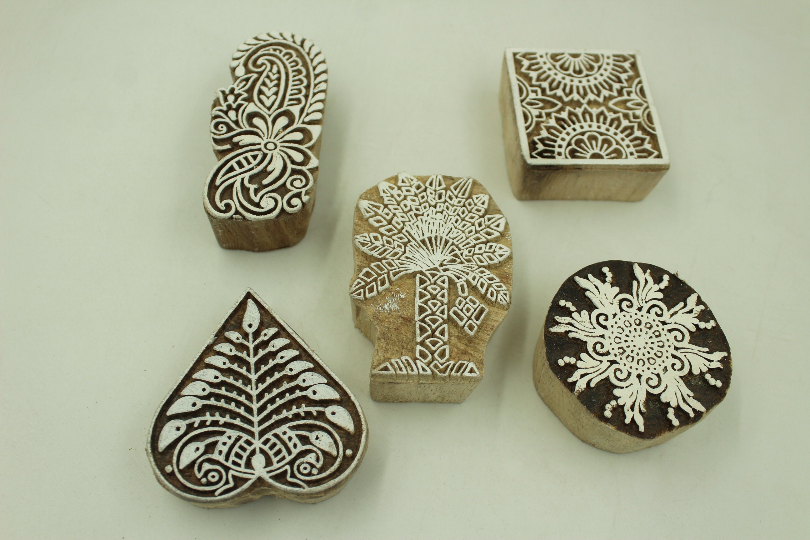 Wooden Printing Block Stamp Hand Made Printing Block Print on Fabric, Clay,  Tattoo, Cookies and Henna 