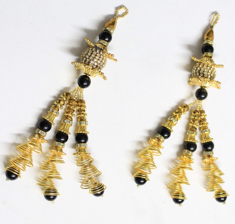 SET OF 2 HANGING Beautiful Hand made Wedding Jewels Tasels Craft Rakhi Making Hangbags Decor Piece.