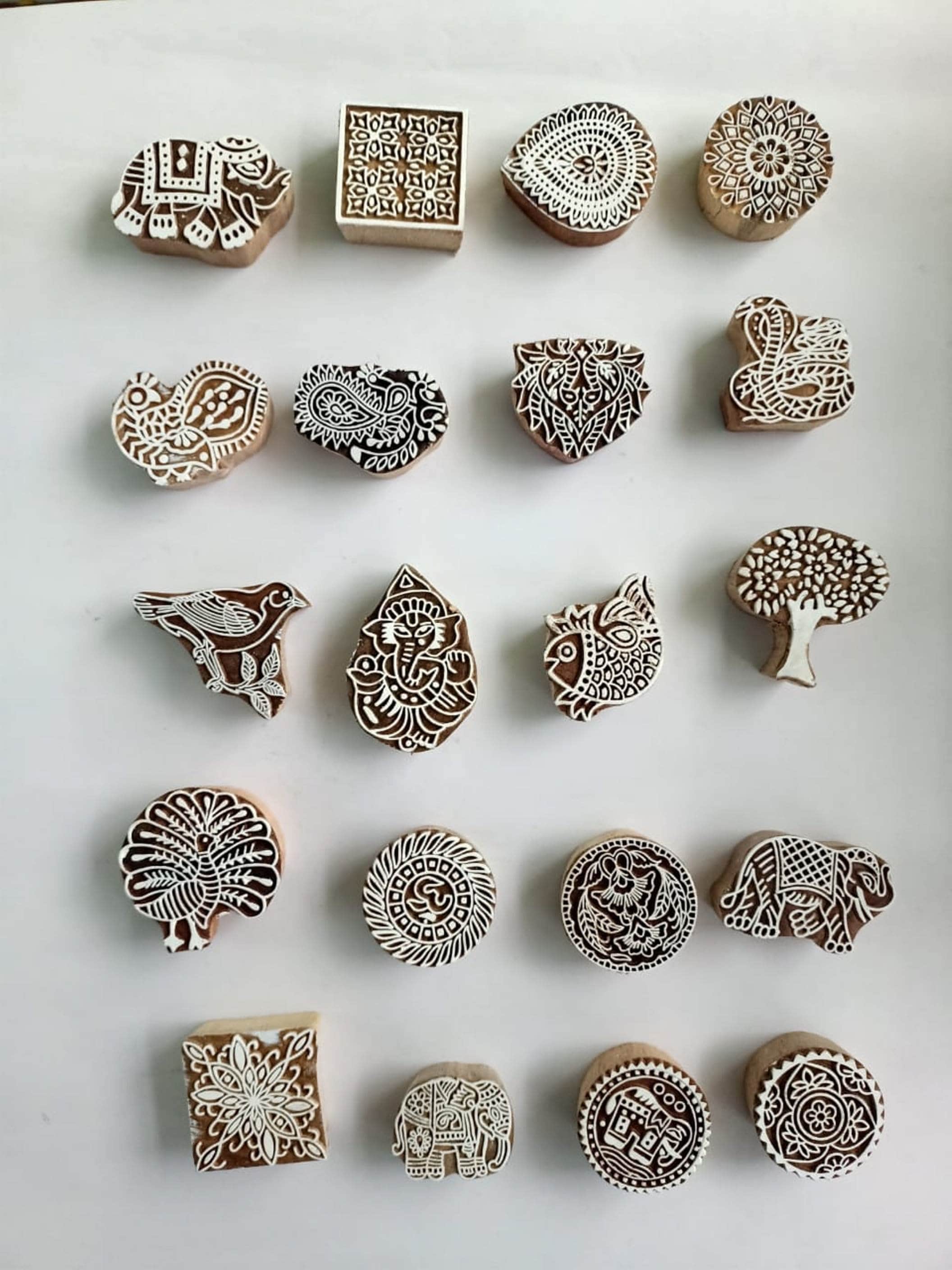 Handcrafted Indian Woodblock Printing Blocks - Lot of 20 PC - Mixed ...