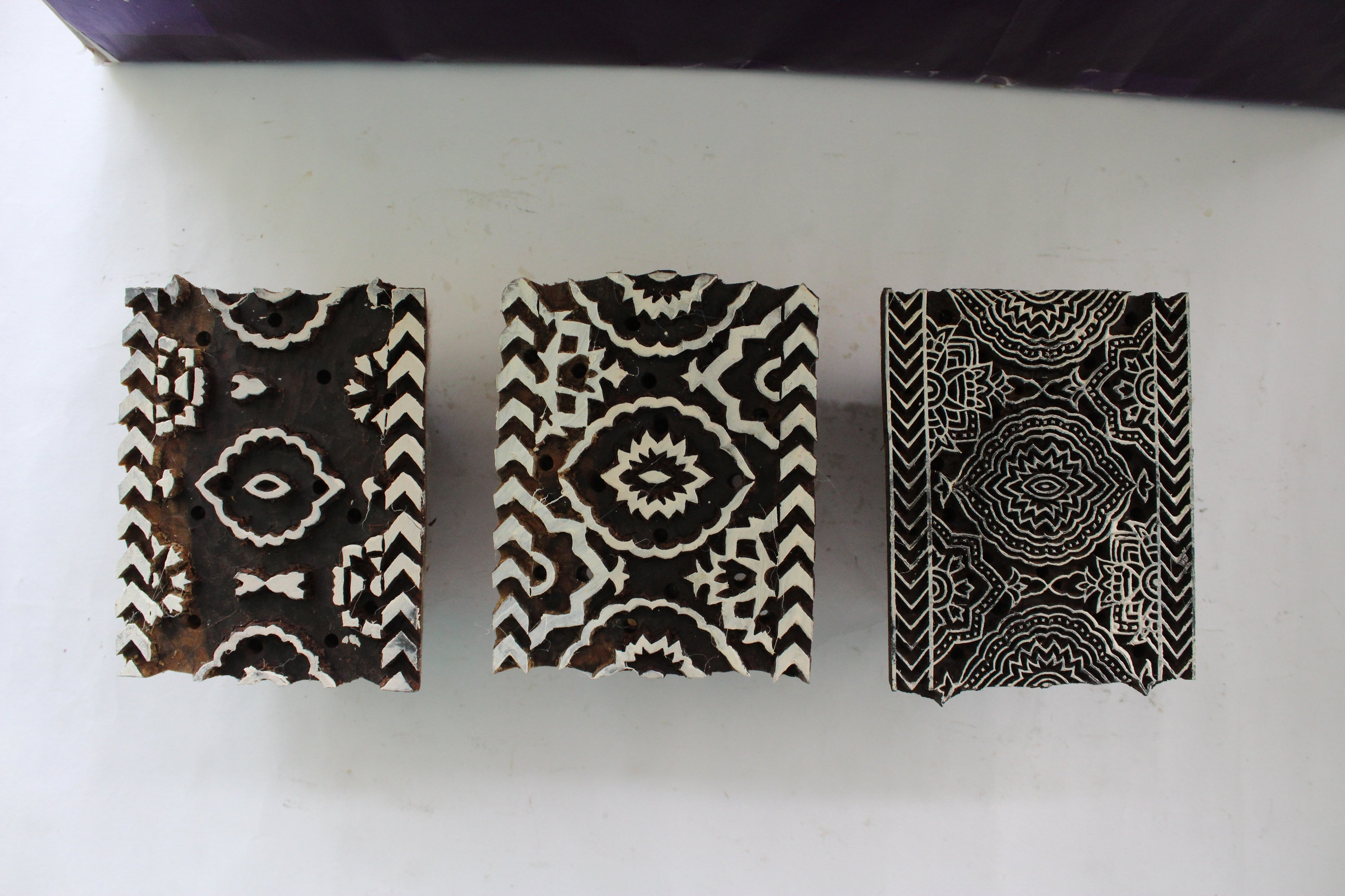 Wooden Printing Block Three Color Triple color print block stamp design