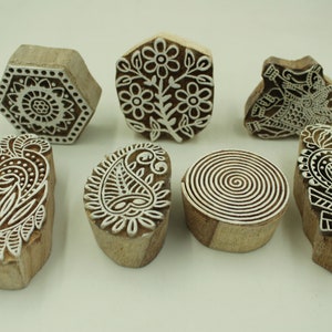 Lot de 7 tampons d'impression en bois à motifs variés pour la fabrication d'impressions