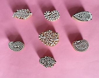 Small miniature wooden printing block dyi kids ( Set of 7 ) shapes