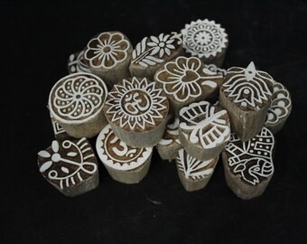 Assorted 18 Piece wooden printing block stamp different designs