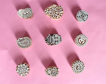Handcrafted assorted DYI wooden printing block Set of 9 designs