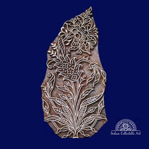 Textil Holzklischee Stempel handgeschnitzt Stoffdruck Blumenmuster