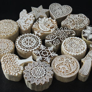 Decorative Wooden Printing Block Set of 16 Designs Different dye block print stamp