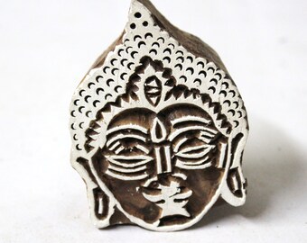Buddha print wooden stamp hand curved block printing design fabric printing carving wood.