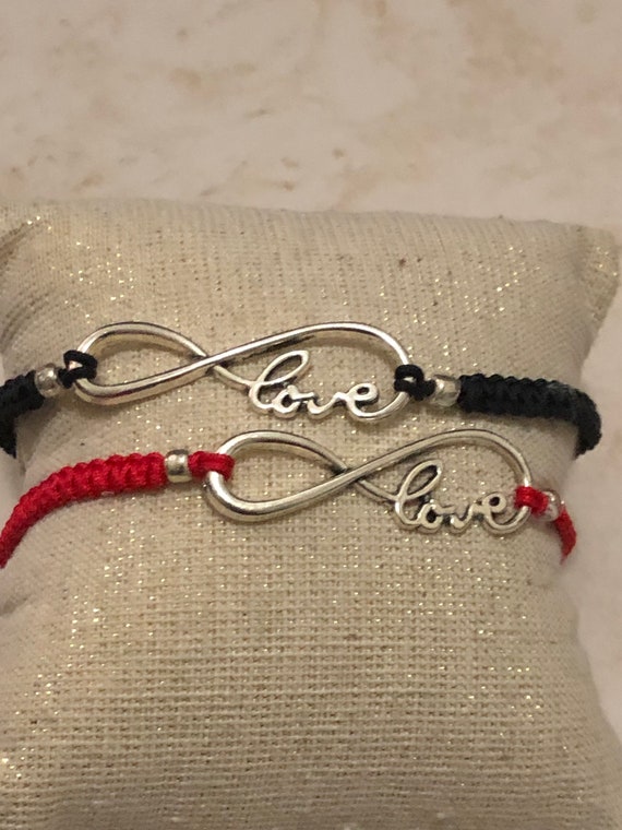 gift love Makramee bracelet Infinity bracelet hematite bracelet grey macramo earm band infinite bracelet macramee infinity bracelet