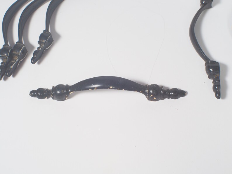 Pair Vintage Kitchen Cupboard Door Handles Black With Screws Etsy