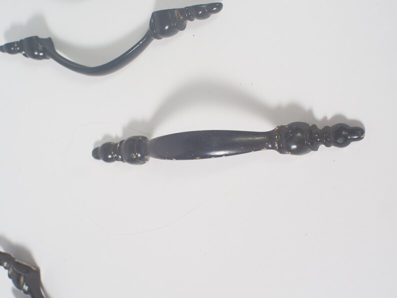 Pair Vintage Kitchen Cupboard Door Handles Black With Screws Etsy
