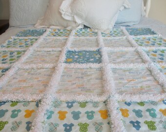 Baby Rag Quilt / Child Rag Quilt / Lap Quilt / Quilted Throw / Blue Rag Quilt