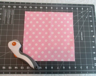 Pre-cut 9 inch fabric squares / Pink Polka Dot 9 inch fabric squares / Destash cotton fabric / Quilting Squares