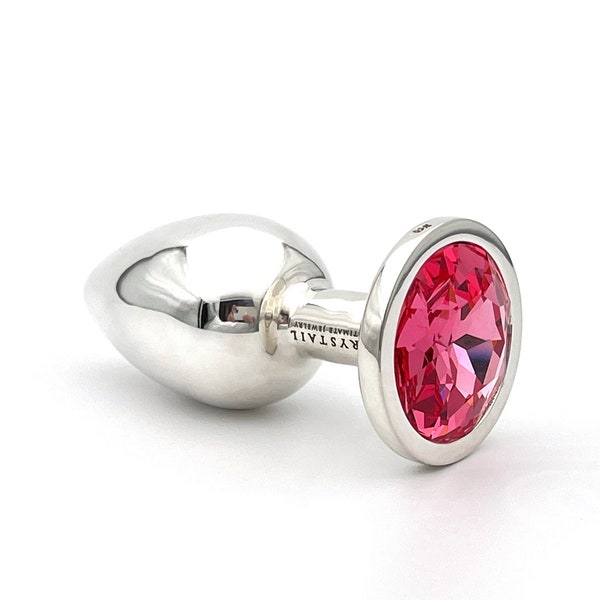 Sterling Silver butt plug with Swarovski Rose crystal, Fancy intimate jewelry, Fantasy sex toy for gay couple, Masturbator for women, Mature