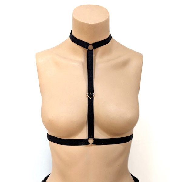 Body harness fashion for women - Elastic cage bra lingerie harness with choker