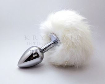 White bunny tail butt plug - Anal plug tail - Adult toys - Anal decoration - Sexy erotic - Anal jewelry - BDSM toy - Bunny sex bdsm - Mature