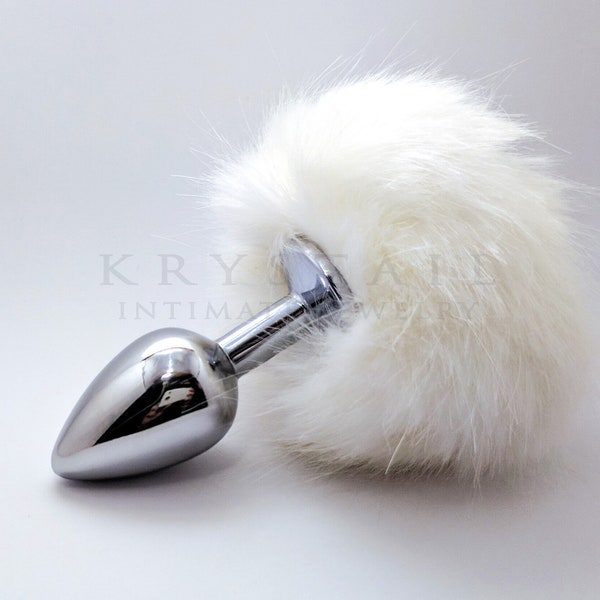 White bunny tail butt plug - Anal plug tail - Adult toys - Anal decoration - Sexy erotic - Anal jewelry - BDSM toy - Bunny sex bdsm - Mature