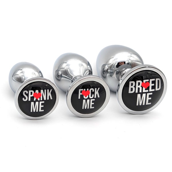 Naughty Custom Butt Plug Set with Explicit Phrases · Provocatice Anal Plug Trainer Kit · Beginner Anal Jewelry in 3 Different Sizes
