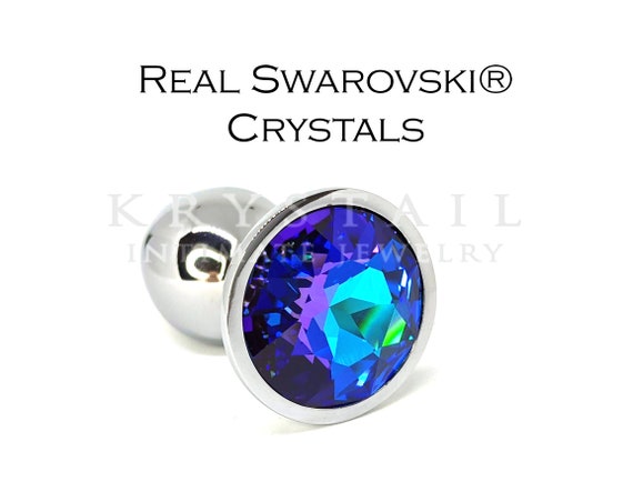 Swarovski Heliotrope Stainless Steel Butt Plug Small Purple Swarovski Heliotrope Stainless Steel Butt Plug Small Purple