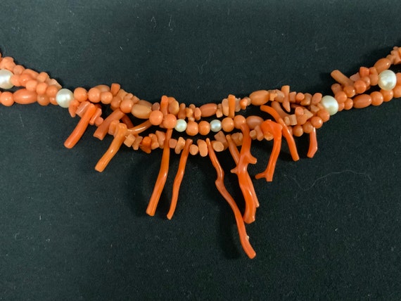 Vintage 1940s Branch Coral and Pearl Necklace - image 6