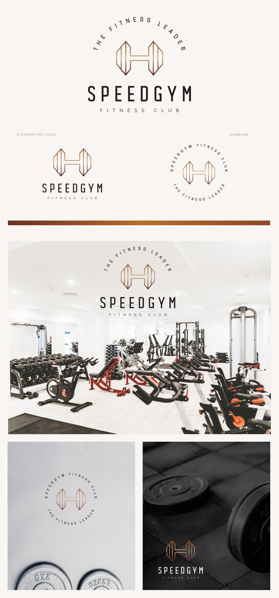 Geometric Logo Design Premade Logo Minimal Logo Gym Logo Etsy