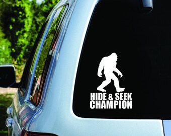 Sasquatch Hide & Seek Champion Vinyl Decal, Big Foot Decal