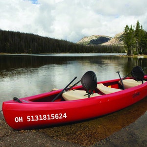 Canoe Decal Custom Vinyl Canoe Decals Canoe Name Decal Kayak Decal Boat Decal Custom Decals Canoeing Decal Water Sports Decal Boat Decal