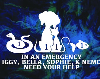 Emergency Pet Decal We Need Help Pet Decal In/Outdoor Vinyl Decal Pet Rescue Pets Safety First Pet Alert Fire Safety Emergency Decal