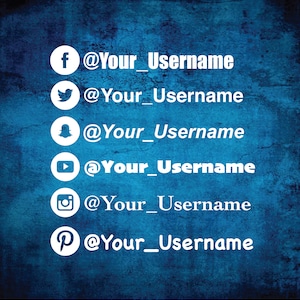 Custom Instagram Facebook Snapchat Twitter Youtube Pintrest Social Media Decal