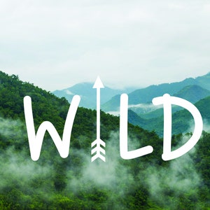 Wild Decal Arrow Decal Nature Decal Hiking Decal Wild sticker Outdoors Decal Word Decal Text Sticker