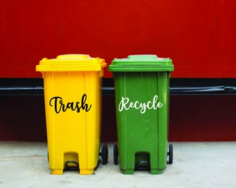 Trash and Recycle Set Decals Kitchen Decals Trash Can Decal Recycling Decal Trash Bin Vinyl Decal