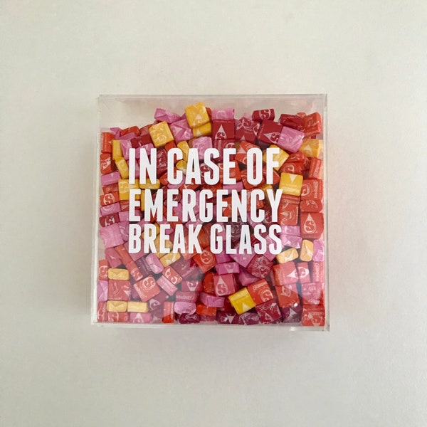 Custom 'In Case of Emergency' Acrylic Fillable Box – Break Glass Gift (9x9x4 inches)