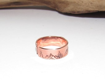 copper mountain western ring, steer head ring, Personalized ring, Adjustable stamped ring, stamped jewelry,