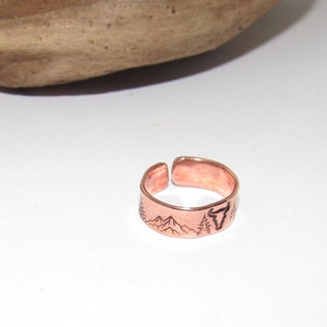 copper mountain western ring, steer head ring, Personalized ring, Adjustable stamped ring, stamped jewelry,