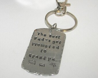 pewter keychain, hand stamped jewelry , handstamped jewelry  gift for granddaddy , pa pa bear gift for dad,   personalized keychain