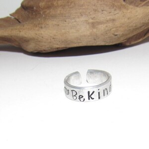 Be Kind ring,  Inspirational Ring, adjustable ring  ,Personalized Hand Stamped Ring, Aluminum Hand Stamped Ring, design your own ring