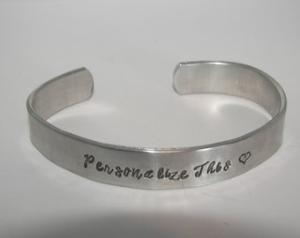 personalized  cuff bracelet, custom handstamped  jewelry, design your on bracelet, handstamped jewelry