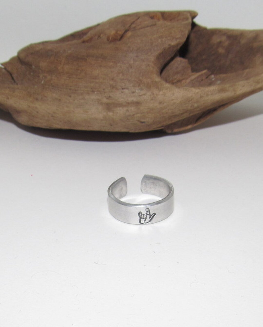 ASL I Love You Adjustable Stamped Ring, I Love You Aluminum Ring ...