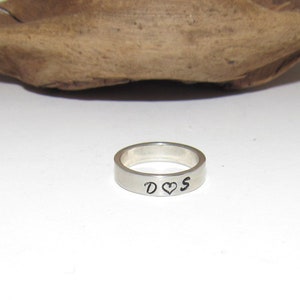 Couples initials  pewter ring, daily inspiration rings,  stamped jewelry , personalized rings, custom rings