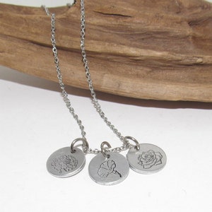 Sterling silver Mothers kids Birth flower necklace, birth month flower gift, personalized jewelry, Mothers day gift for mom , flower jewelry